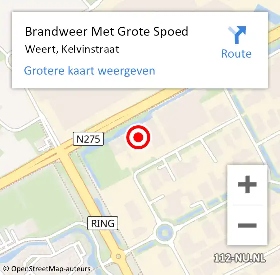 Locatie op kaart van de 112 melding: Brandweer Met Grote Spoed Naar Weert, Kelvinstraat op 18 maart 2022 15:07