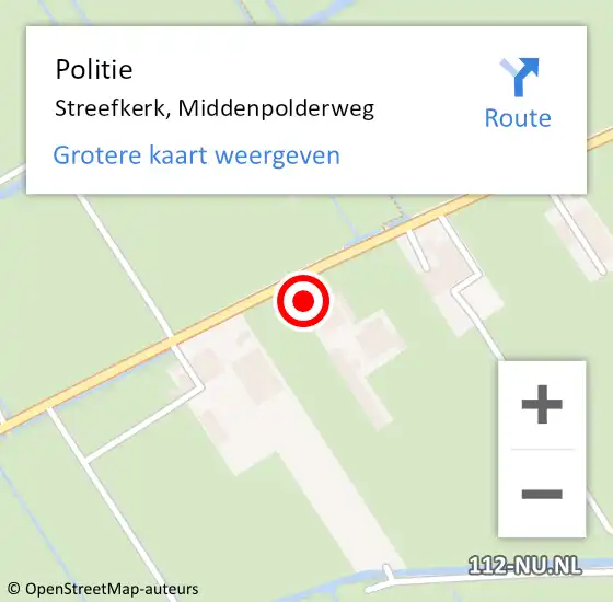 Locatie op kaart van de 112 melding: Politie Streefkerk, Middenpolderweg op 18 maart 2022 15:27