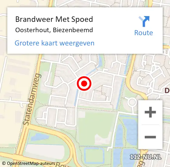 Locatie op kaart van de 112 melding: Brandweer Met Spoed Naar Oosterhout, Biezenbeemd op 18 maart 2022 15:29