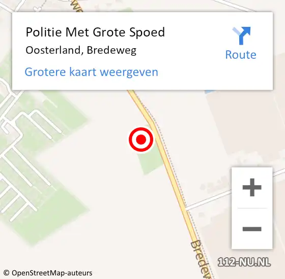 Locatie op kaart van de 112 melding: Politie Met Grote Spoed Naar Oosterland, Bredeweg op 18 maart 2022 15:33