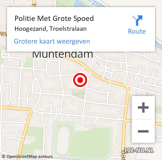 Locatie op kaart van de 112 melding: Politie Met Grote Spoed Naar Hoogezand, Troelstralaan op 18 maart 2022 15:41