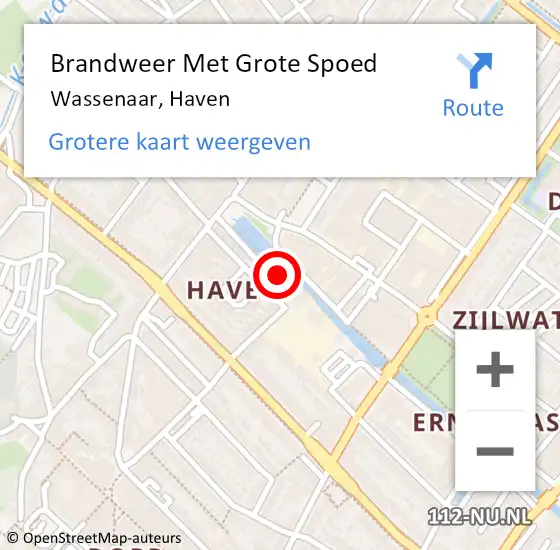 Locatie op kaart van de 112 melding: Brandweer Met Grote Spoed Naar Wassenaar, Haven op 18 maart 2022 15:52