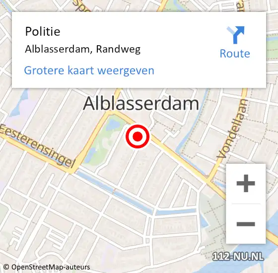 Locatie op kaart van de 112 melding: Politie Alblasserdam, Randweg op 18 maart 2022 15:53