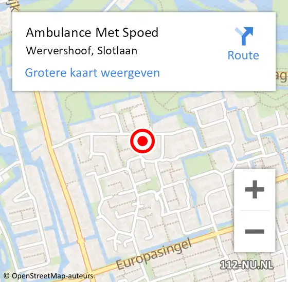 Locatie op kaart van de 112 melding: Ambulance Met Spoed Naar Wervershoof, Slotlaan op 18 maart 2022 16:01