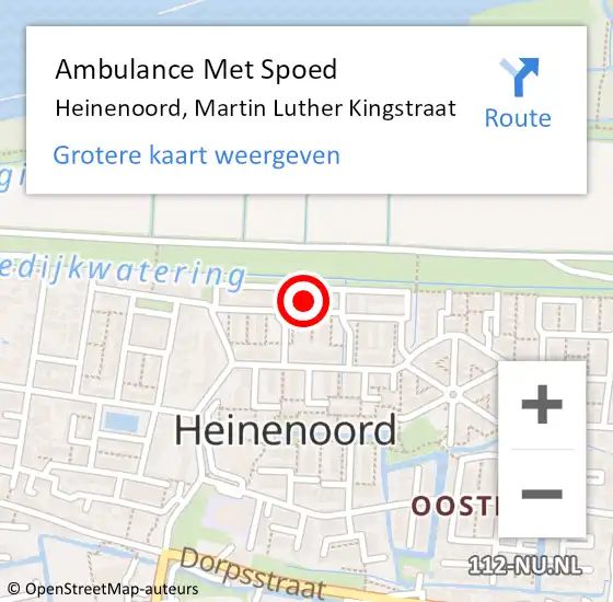 Locatie op kaart van de 112 melding: Ambulance Met Spoed Naar Heinenoord, Martin Luther Kingstraat op 18 maart 2022 16:07