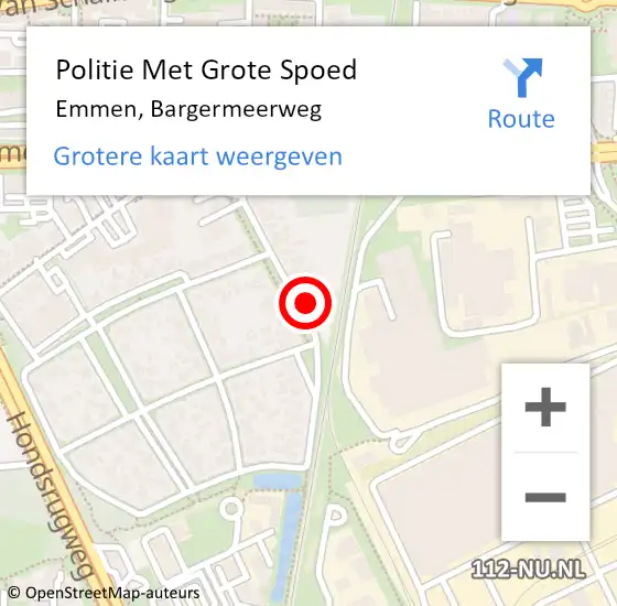 Locatie op kaart van de 112 melding: Politie Met Grote Spoed Naar Emmen, Bargermeerweg op 18 maart 2022 16:22