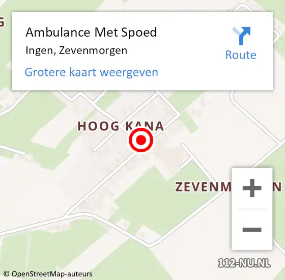 Locatie op kaart van de 112 melding: Ambulance Met Spoed Naar Ingen, Zevenmorgen op 18 maart 2022 16:25