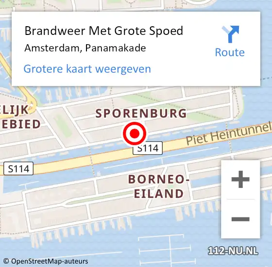 Locatie op kaart van de 112 melding: Brandweer Met Grote Spoed Naar Amsterdam, Panamakade op 18 maart 2022 16:26