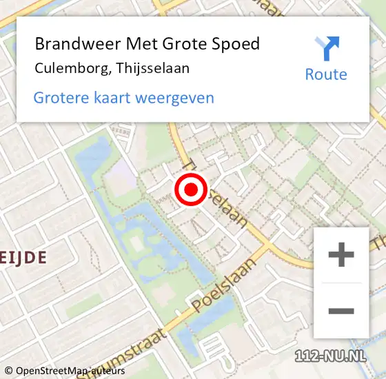 Locatie op kaart van de 112 melding: Brandweer Met Grote Spoed Naar Culemborg, Thijsselaan op 18 maart 2022 16:27