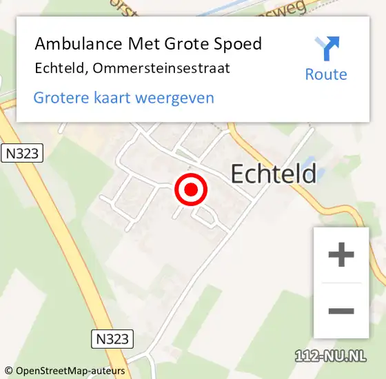 Locatie op kaart van de 112 melding: Ambulance Met Grote Spoed Naar Echteld, Ommersteinsestraat op 18 maart 2022 17:01