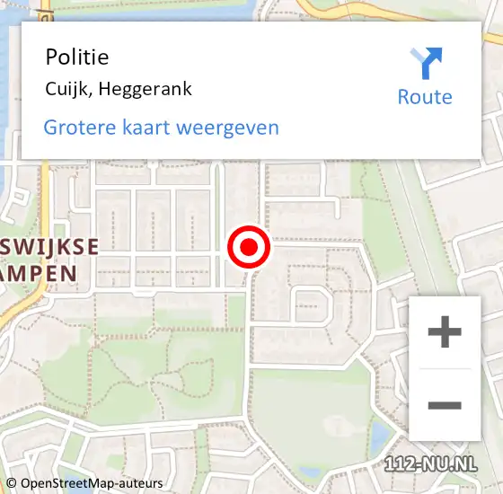 Locatie op kaart van de 112 melding: Politie Cuijk, Heggerank op 18 maart 2022 17:04