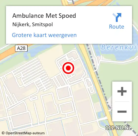 Locatie op kaart van de 112 melding: Ambulance Met Spoed Naar Nijkerk, Smitspol op 18 maart 2022 17:10