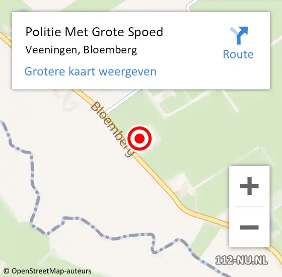 Locatie op kaart van de 112 melding: Politie Met Grote Spoed Naar Veeningen, Bloemberg op 18 maart 2022 17:16