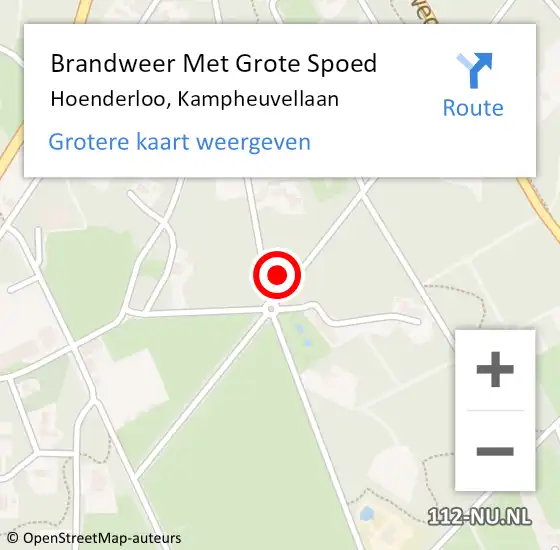 Locatie op kaart van de 112 melding: Brandweer Met Grote Spoed Naar Hoenderloo, Kampheuvellaan op 18 maart 2022 17:24