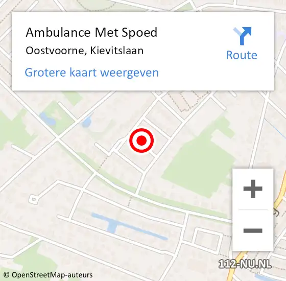 Locatie op kaart van de 112 melding: Ambulance Met Spoed Naar Oostvoorne, Kievitslaan op 18 maart 2022 17:24