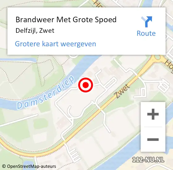 Locatie op kaart van de 112 melding: Brandweer Met Grote Spoed Naar Delfzijl, Zwet op 18 maart 2022 17:27