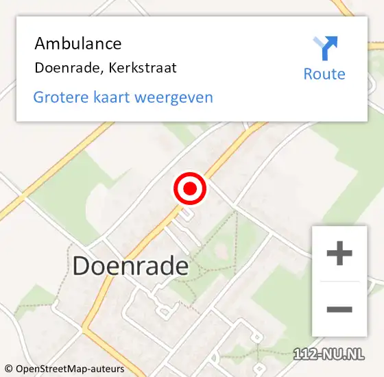 Locatie op kaart van de 112 melding: Ambulance Doenrade, Kerkstraat op 7 oktober 2013 23:14