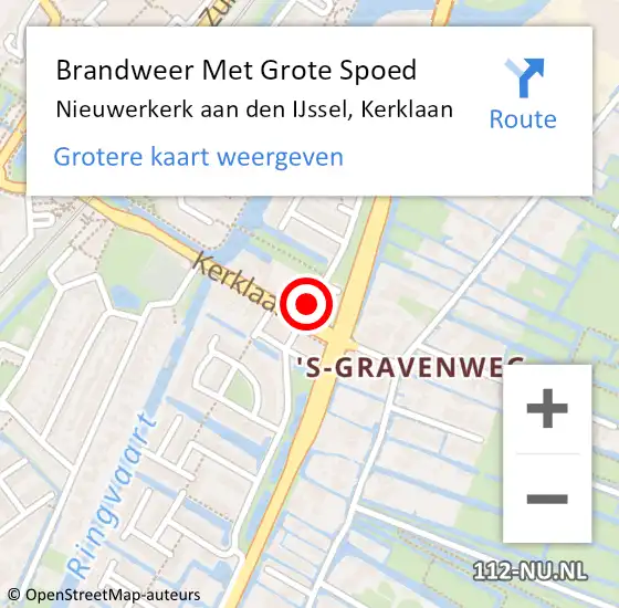 Locatie op kaart van de 112 melding: Brandweer Met Grote Spoed Naar Nieuwerkerk aan den IJssel, Kerklaan op 18 maart 2022 17:47