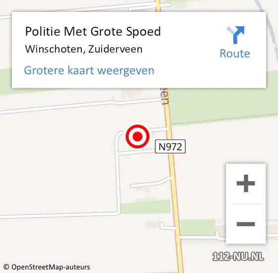 Locatie op kaart van de 112 melding: Politie Met Grote Spoed Naar Winschoten, Zuiderveen op 18 maart 2022 18:26