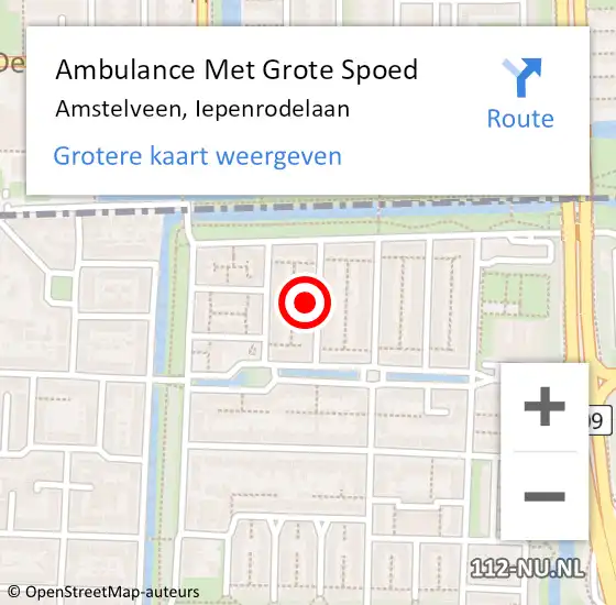 Locatie op kaart van de 112 melding: Ambulance Met Grote Spoed Naar Amstelveen, Iepenrodelaan op 18 maart 2022 18:29