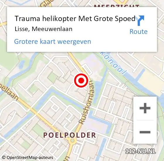 Locatie op kaart van de 112 melding: Trauma helikopter Met Grote Spoed Naar Lisse, Meeuwenlaan op 18 maart 2022 18:40