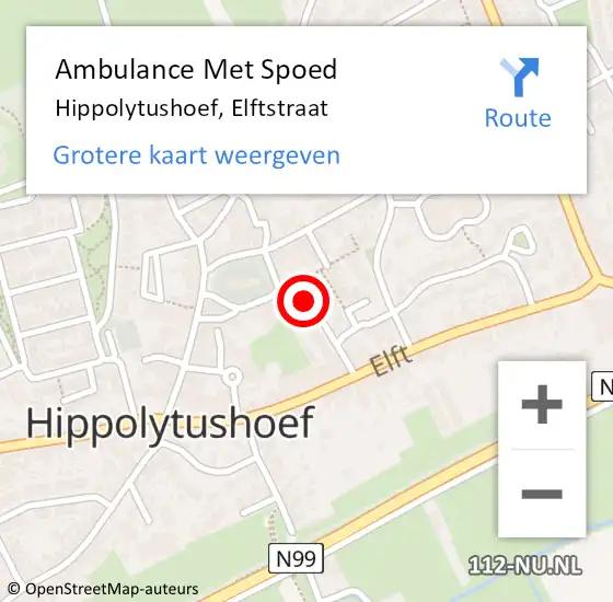 Locatie op kaart van de 112 melding: Ambulance Met Spoed Naar Hippolytushoef, Elftstraat op 18 maart 2022 18:44