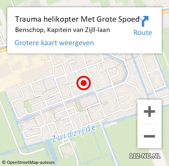 Locatie op kaart van de 112 melding: Trauma helikopter Met Grote Spoed Naar Benschop, Kapitein van Zijll-laan op 18 maart 2022 18:50