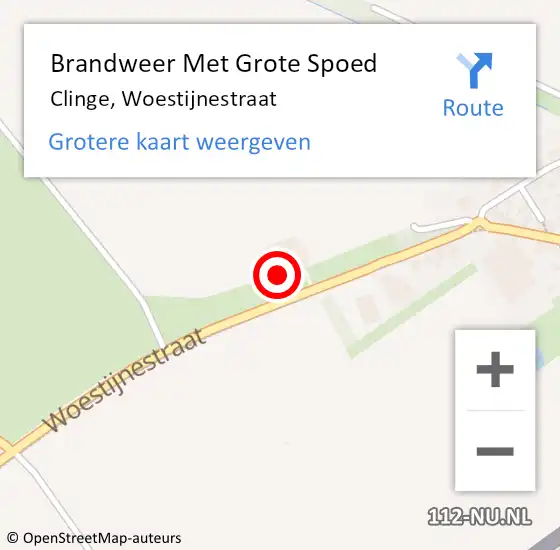 Locatie op kaart van de 112 melding: Brandweer Met Grote Spoed Naar Clinge, Woestijnestraat op 18 maart 2022 19:03