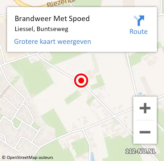 Locatie op kaart van de 112 melding: Brandweer Met Spoed Naar Liessel, Buntseweg op 18 maart 2022 19:11