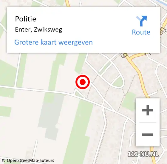 Locatie op kaart van de 112 melding: Politie Enter, Zwiksweg op 18 maart 2022 19:17