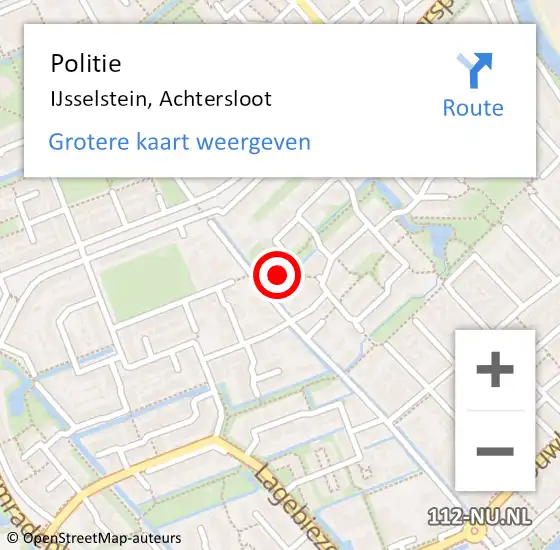 Locatie op kaart van de 112 melding: Politie IJsselstein, Achtersloot op 18 maart 2022 19:17