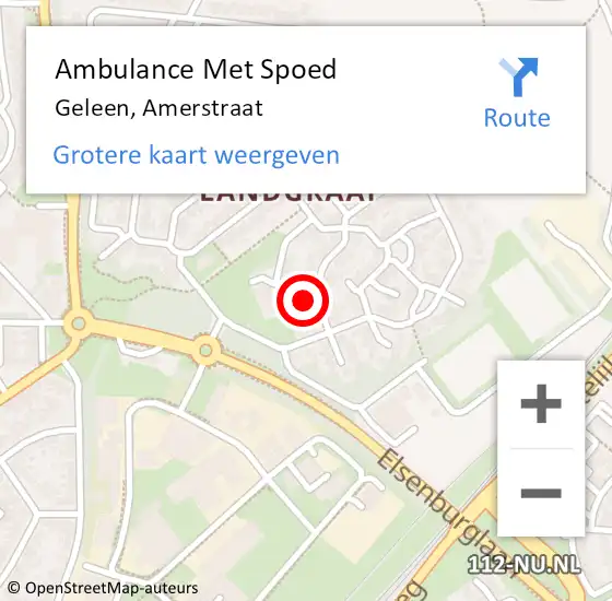 Locatie op kaart van de 112 melding: Ambulance Met Spoed Naar Geleen, Amerstraat op 11 juli 2014 13:32