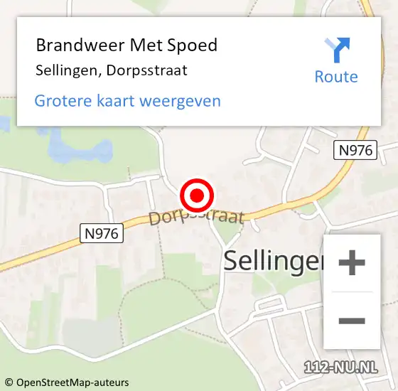 Locatie op kaart van de 112 melding: Brandweer Met Spoed Naar Sellingen, Dorpsstraat op 18 maart 2022 19:30