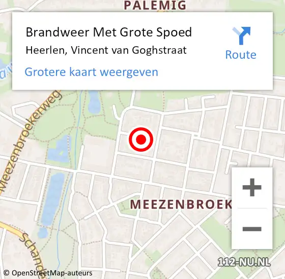 Locatie op kaart van de 112 melding: Brandweer Met Grote Spoed Naar Heerlen, Vincent van Goghstraat op 18 maart 2022 19:33