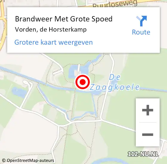 Locatie op kaart van de 112 melding: Brandweer Met Grote Spoed Naar Vorden, de Horsterkamp op 18 maart 2022 19:45