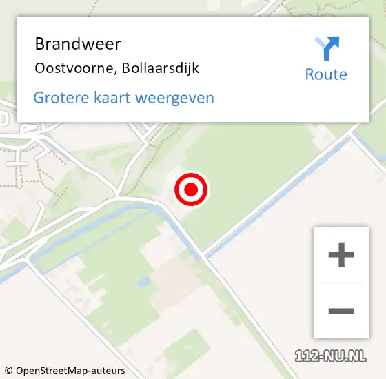 Locatie op kaart van de 112 melding: Brandweer Oostvoorne, Bollaarsdijk op 18 maart 2022 19:52