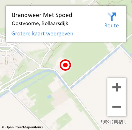 Locatie op kaart van de 112 melding: Brandweer Met Spoed Naar Oostvoorne, Bollaarsdijk op 18 maart 2022 19:53