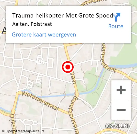 Locatie op kaart van de 112 melding: Trauma helikopter Met Grote Spoed Naar Aalten, Polstraat op 18 maart 2022 20:01