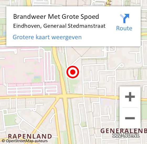 Locatie op kaart van de 112 melding: Brandweer Met Grote Spoed Naar Eindhoven, Generaal Stedmanstraat op 18 maart 2022 20:08