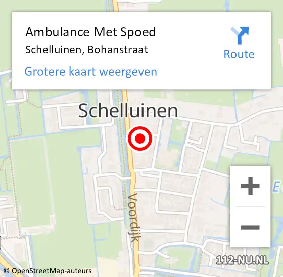 Locatie op kaart van de 112 melding: Ambulance Met Spoed Naar Schelluinen, Bohanstraat op 11 juli 2014 13:36