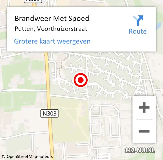 Locatie op kaart van de 112 melding: Brandweer Met Spoed Naar Putten, Voorthuizerstraat op 18 maart 2022 20:20