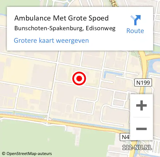 Locatie op kaart van de 112 melding: Ambulance Met Grote Spoed Naar Bunschoten-Spakenburg, Edisonweg op 11 juli 2014 13:37