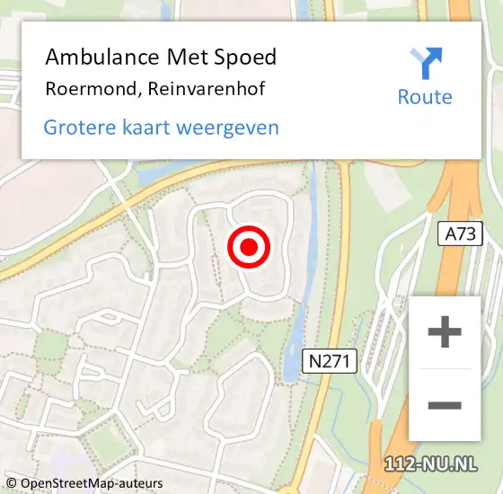 Locatie op kaart van de 112 melding: Ambulance Met Spoed Naar Roermond, Reinvarenhof op 18 maart 2022 20:47