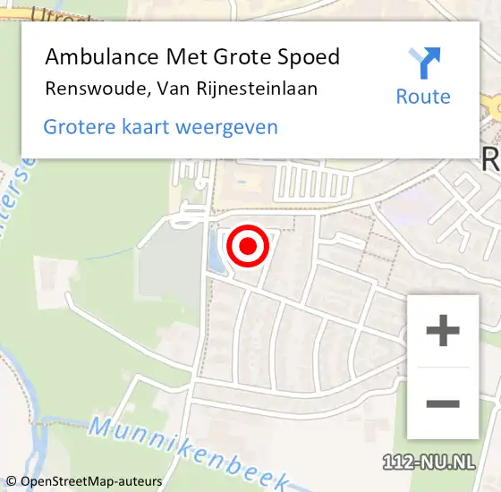 Locatie op kaart van de 112 melding: Ambulance Met Grote Spoed Naar Renswoude, Van Rijnesteinlaan op 11 juli 2014 13:39