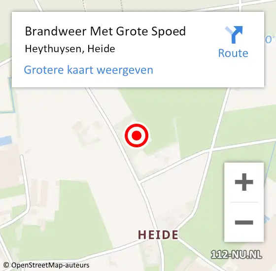 Locatie op kaart van de 112 melding: Brandweer Met Grote Spoed Naar Heythuysen, Heide op 18 maart 2022 21:04