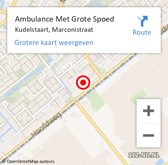 Locatie op kaart van de 112 melding: Ambulance Met Grote Spoed Naar Kudelstaart, Marconistraat op 18 maart 2022 21:10