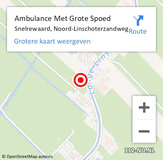Locatie op kaart van de 112 melding: Ambulance Met Grote Spoed Naar Snelrewaard, Noord-Linschoterzandweg op 18 maart 2022 21:16
