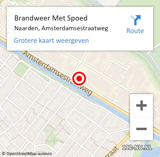 Locatie op kaart van de 112 melding: Brandweer Met Spoed Naar Naarden, Amsterdamsestraatweg op 18 maart 2022 21:27