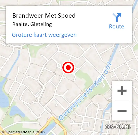 Locatie op kaart van de 112 melding: Brandweer Met Spoed Naar Raalte, Gieteling op 18 maart 2022 21:30