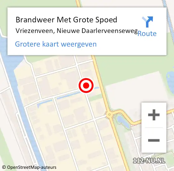 Locatie op kaart van de 112 melding: Brandweer Met Grote Spoed Naar Vriezenveen, Nieuwe Daarlerveenseweg op 18 maart 2022 21:34